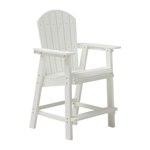 English Elm HIPS Adirondack Bar Chair Set of 2 with Armrests & Double Tray, Weatherproof White Patio Stools W1209107719