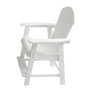 English Elm HIPS Adirondack Bar Chair Set of 2 with Armrests & Double Tray, Weatherproof White Patio Stools W1209107719