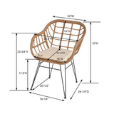 English Elm 3 Pieces Outdoor Conversation Set, Patio Bistro Sets With 2 Pe Wicker Chairs and Coffee Table For Backyard