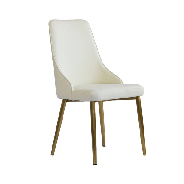 English Elm Modern PU sponge-filled dining chair with faux leather, foam comfort, metal legs and 280lb capacity Beige W1535119452