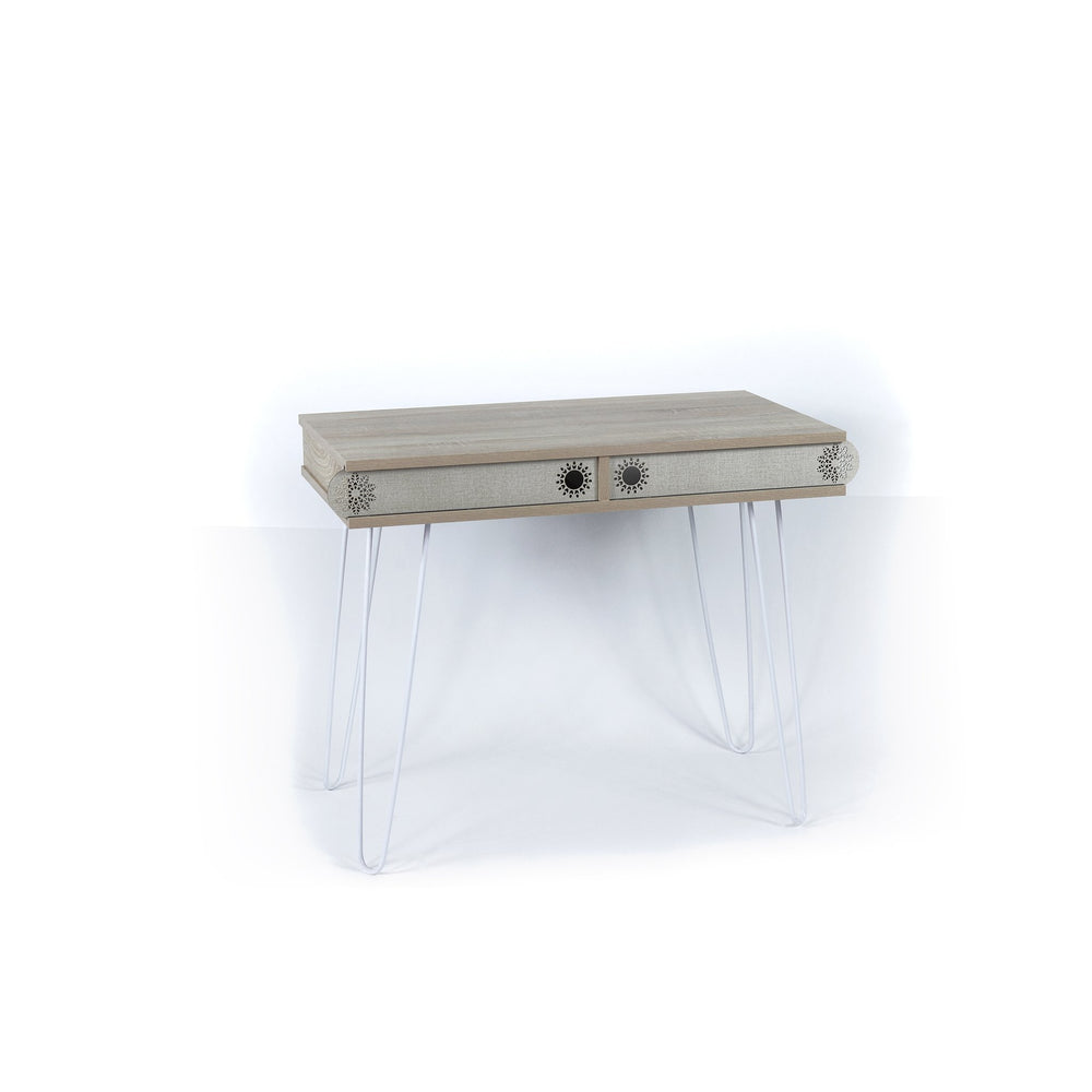English Elm Lora Modern Desk With Metal Legs - Stylish 2-Tier Workspace Solution For Home Offices & Small Rooms B029119513