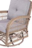 English Elm 3 Pieces Outdoor Wicker Swive Rocking Chair Set, Patio Bistro Sets With 2 Rattan Rocker Chairs and Glass Coffee Table For Backyard