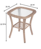 English Elm 3 Pieces Outdoor Wicker Swive Rocking Chair Set, Patio Bistro Sets With 2 Rattan Rocker Chairs and Glass Coffee Table For Backyard