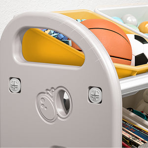 English Elm Kids Toy Storage Organizer with 6 Bins for Playroom Nursery Bedroom Durable HDPE Shelves Safe Rounded Edges Yellow W509107488