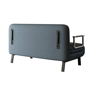 English Elm 55″ Convertible Chair Bed with Adjustable Backrest, Velvet Tri-Fold Sleeper Sofa, 18.1" Seat Height, Sturdy Iron Frame, Blue-Grey Comfort W1767106624