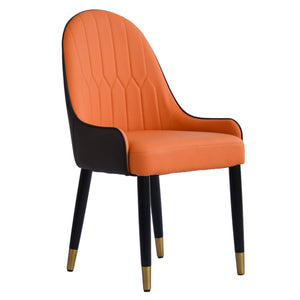 English Elm Modern PU sponge-filled dining chair with faux leather, foam comfort, metal legs and 280lb capacity Orange+Dark Brown W1535119450