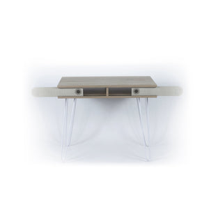 English Elm Lora Modern Desk With Metal Legs - Stylish 2-Tier Workspace Solution For Home Offices & Small Rooms B029119513