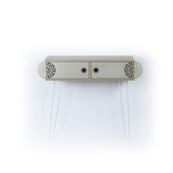 English Elm Lora 2-Tier Console Table With Metal Legs – Sleek Light Oak Design For Space-Saving Storage Solutions B029119516