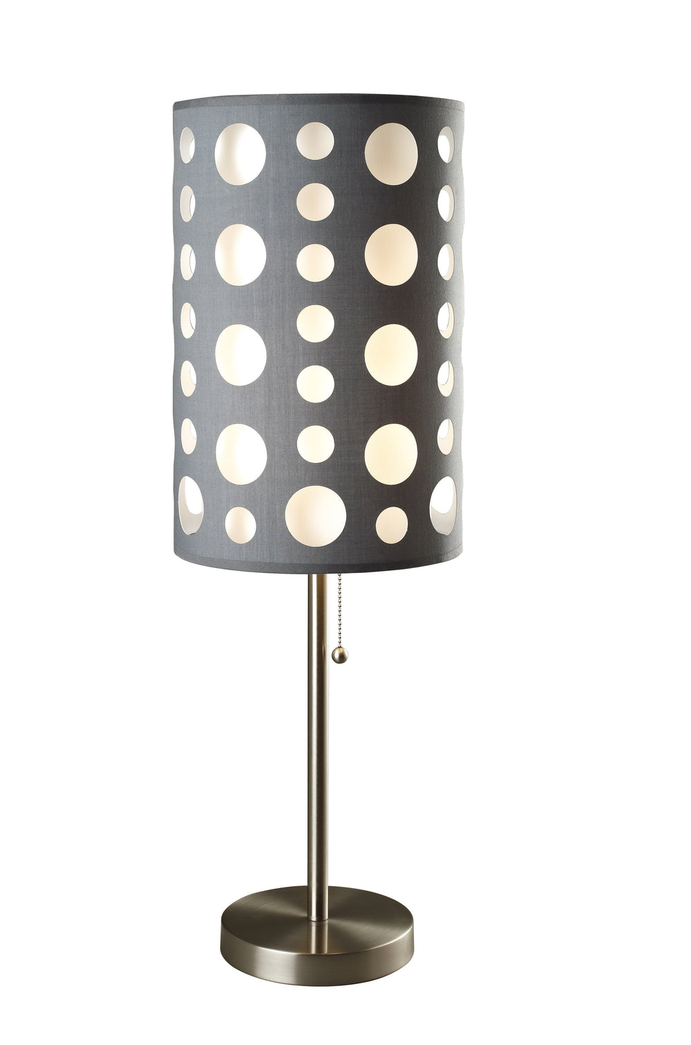 English Elm 30"H Two-Layer Grey/White Retro Table Lamp with Removable Inner Shade, Chrome Base, Pull-Chain Switch B080119517