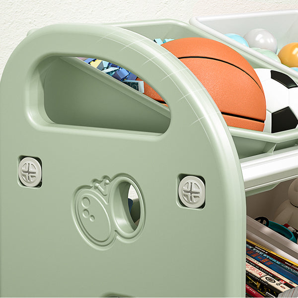 English Elm Kids Toy Storage Organizer with 6 Bins for Playroom Nursery Bedroom Durable HDPE Shelves Safe Rounded Edges Green W509107489