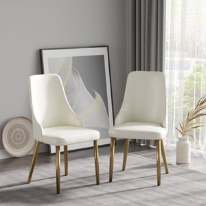 English Elm Modern PU sponge-filled dining chair with faux leather, foam comfort, metal legs and 280lb capacity Beige W1535119452