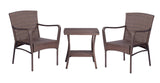 Brown 3-Piece PE Rattan Patio Set: 2 Chairs & Table - Sturdy, Stylish, Stackable