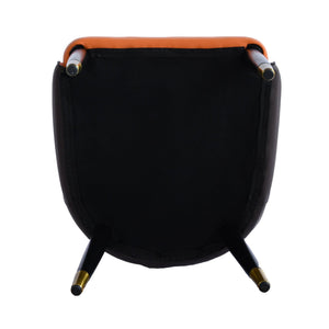 English Elm Modern PU sponge-filled dining chair with faux leather, foam comfort, metal legs and 280lb capacity Orange+Dark Brown W1535119450