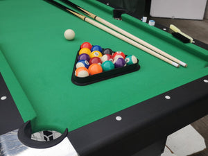 English Elm Pool Billiard Table Foldable Steel Legs Velvet Surface Family Game Room Fun W1936P375462