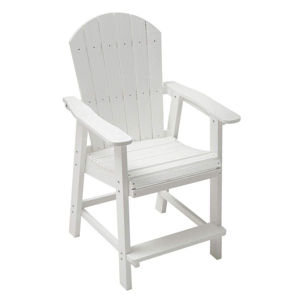 English Elm HIPS Adirondack Bar Chair Set of 2 with Armrests & Double Tray, Weatherproof White Patio Stools W1209107719