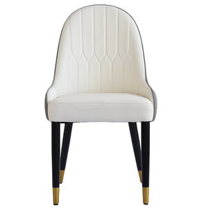 English Elm Modern PU sponge-filled dining chair with faux leather, foam comfort, metal legs and 280lb capacity White+gray W1535119451