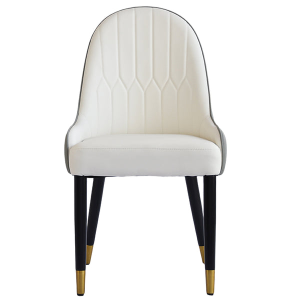 English Elm Modern PU sponge-filled dining chair with faux leather, foam comfort, metal legs and 280lb capacity White+gray W1535119451