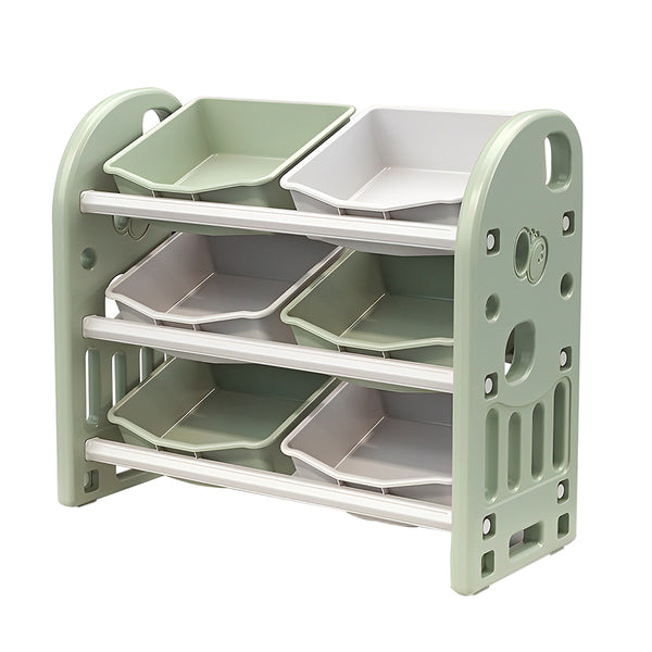 English Elm Kids Toy Storage Organizer with 6 Bins for Playroom Nursery Bedroom Durable HDPE Shelves Safe Rounded Edges Green W509107489