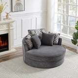 Hearth and Haven Swivel Accent Barrel Chair with 5 Movable Pillow 360 Degree Swivel Round Sofa Chair For Living Room, Bedroom, Hotel WF315766AAE