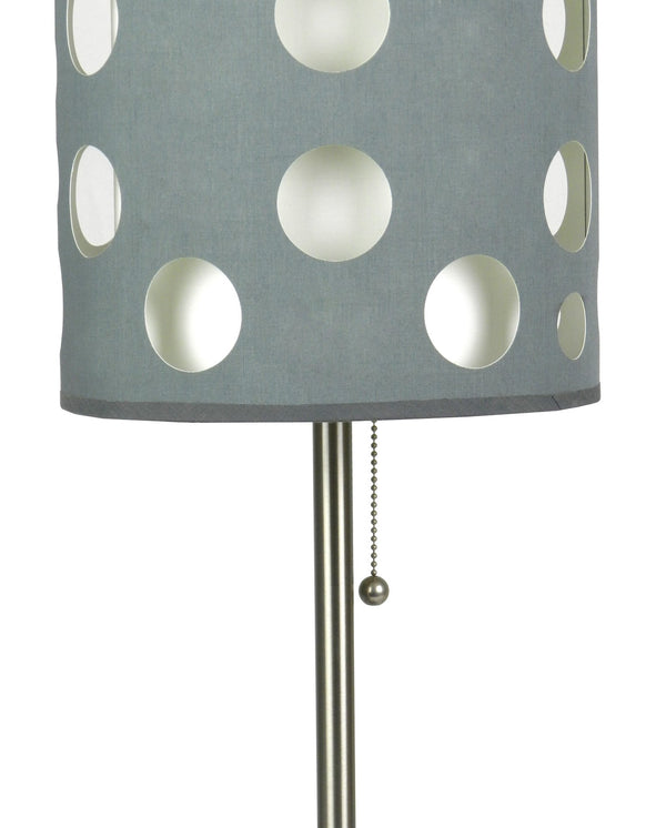 English Elm 30"H Two-Layer Grey/White Retro Table Lamp with Removable Inner Shade, Chrome Base, Pull-Chain Switch B080119517