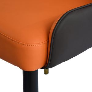 English Elm Modern PU sponge-filled dining chair with faux leather, foam comfort, metal legs and 280lb capacity Orange+Dark Brown W1535119450