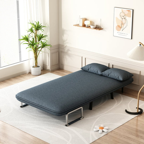 English Elm 39″ Convertible Chair Bed Plush Velvet Tri-Fold Sofa with 18.1" Seat Height, Adjustable Backrest, Pillow, Sturdy Iron Frame for Home Office Relaxation W1767106625