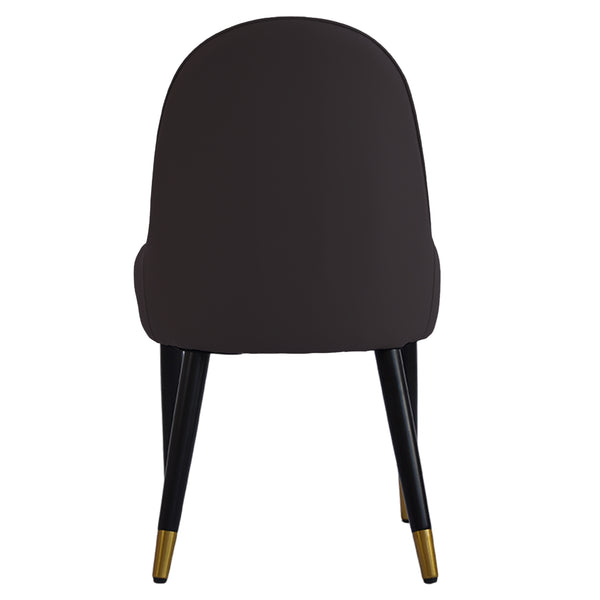 English Elm Modern PU sponge-filled dining chair with faux leather, foam comfort, metal legs and 280lb capacity Dark brown+White W1535119449