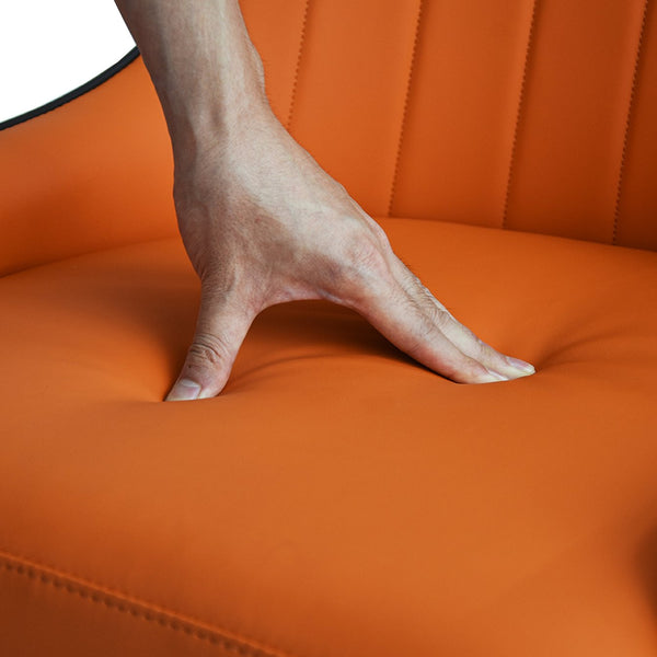 English Elm Modern PU sponge-filled dining chair with faux leather, foam comfort, metal legs and 280lb capacity Orange+Dark Brown W1535119450