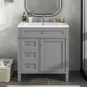 English Elm 30'' Modern Single Sink Vanity with Resin Basin Soft Close Drawers and Storage Cabinet SW000103AAE-2