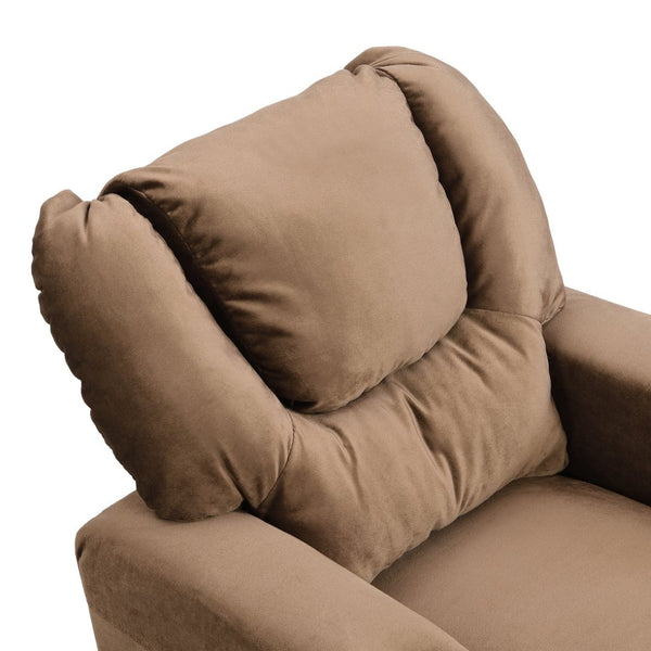 English Elm Kids Velvet Recliner with Adjustable Footrest Padded Headrest and Built in Cup Holders W214101804