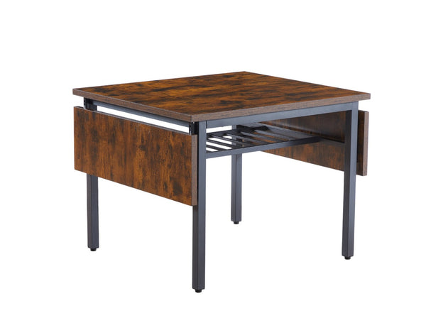 English Elm Folding Drop Leaf Dining Table Rustic Brown Steel Frame Seats Six Space Saving W1162104704