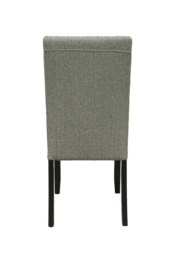 English Elm Grey Plush Fabric Dining Chairs Set of 2 with Nailhead Trim, Padded Back Comfort, Sturdy Wood Frame B011119660