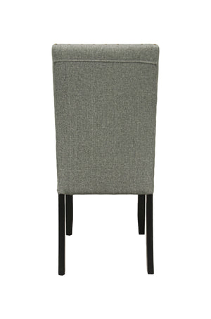 English Elm Modern Round Dining Set with Nailhead Trim and Under-Table Storage, Plush Upholstered Chairs Gray 70 L x 42 W x 6 H B011S00422