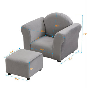 English Elm Kids Upholstered Chair and Ottoman Set Soft Toddler Seating for Playroom or Bedroom W214103910