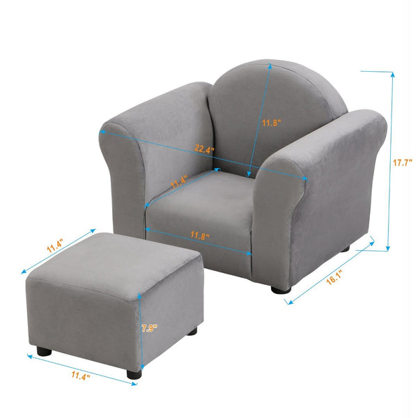 English Elm Kids Upholstered Chair and Ottoman Set Soft Toddler Seating for Playroom or Bedroom W214103910