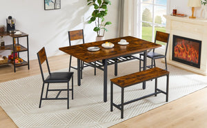 English Elm Folding Drop Leaf Dining Table Rustic Brown Steel Frame Seats Six Space Saving W1162104704