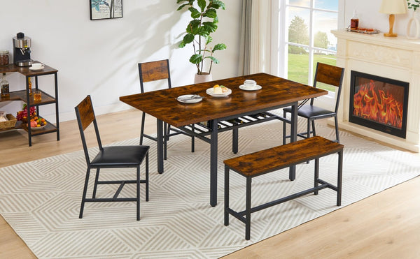 English Elm Folding Drop Leaf Dining Table Rustic Brown Steel Frame Seats Six Space Saving W1162104704