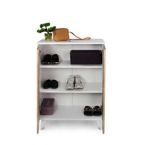 English Elm Karina Wood Base Shoe Cabinet Cream – Slim Durable Wood Organizer with Multi-Shelf Storage & Top Surface Decor Appeal B029119657