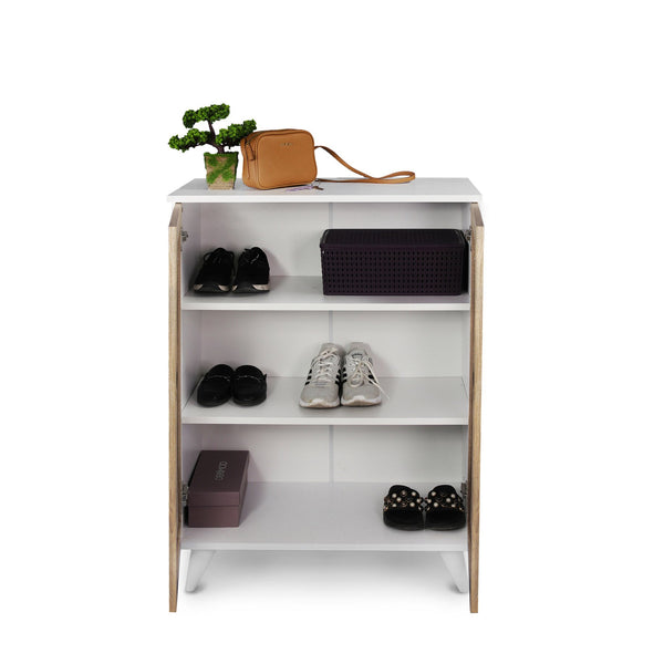 English Elm Karina Wood Base Shoe Cabinet Cream – Slim Durable Wood Organizer with Multi-Shelf Storage & Top Surface Decor Appeal B029119657