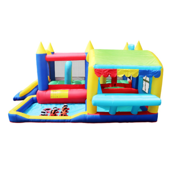 English Elm 7 in 1 Inflatable Bouncy Castle with Jump Zone Ball Pit and Obstacles for Kids W1677109362