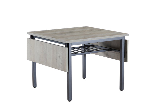 English Elm Folding Dining Table with Drop Leaves, Grey/Black Space-Saving Design Seats 4-6, 63.2"x35.5" W1162104707