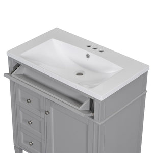English Elm 30'' Modern Single Sink Vanity with Resin Basin Soft Close Drawers and Storage Cabinet SW000103AAE-2