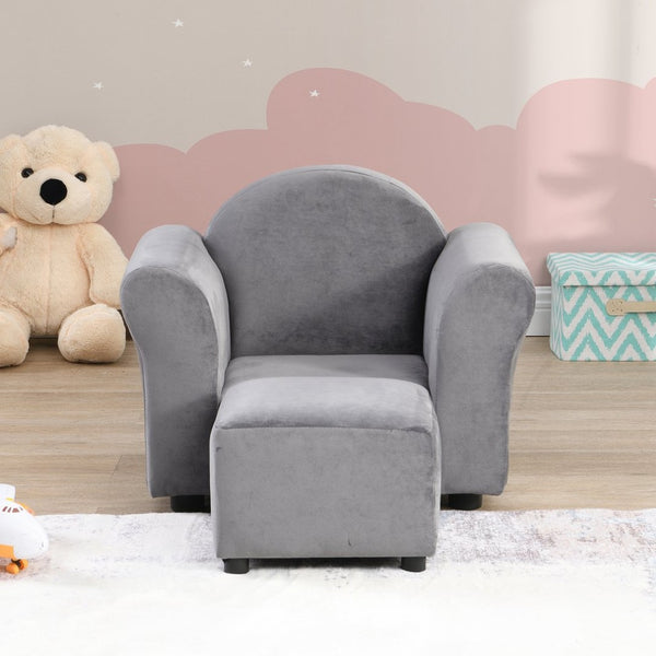 English Elm Kids Upholstered Chair and Ottoman Set Soft Toddler Seating for Playroom or Bedroom W214103910