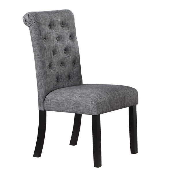 English Elm Charcoal Plush Tufted Dining Chair Set of 2 — Padded Seat & Roll-Back Top for Stylish Comfort B011119662