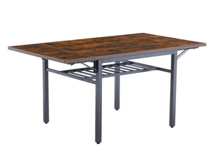 English Elm Folding Drop Leaf Dining Table Rustic Brown Steel Frame Seats Six Space Saving W1162104704