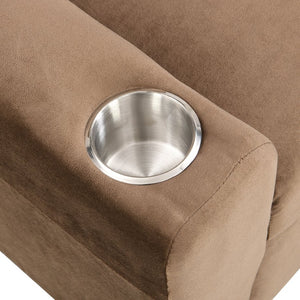 English Elm Kids Velvet Recliner with Adjustable Footrest Padded Headrest and Built in Cup Holders W214101804