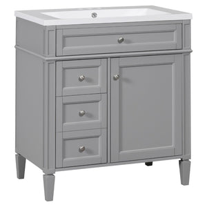 English Elm 30'' Modern Single Sink Vanity with Resin Basin Soft Close Drawers and Storage Cabinet SW000103AAE-2