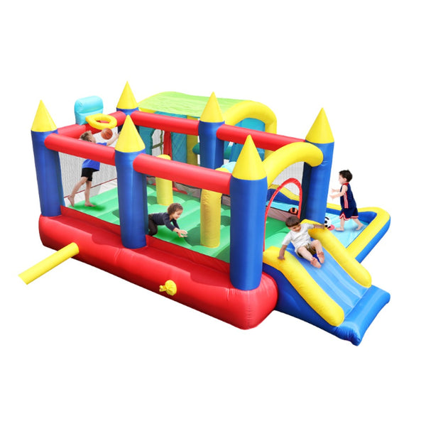 English Elm 7 in 1 Inflatable Bouncy Castle with Jump Zone Ball Pit and Obstacles for Kids W1677109362