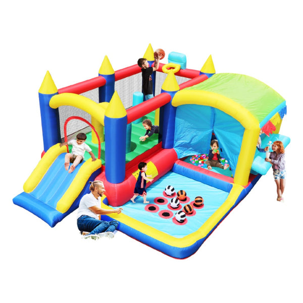 English Elm 7 in 1 Inflatable Bouncy Castle with Jump Zone Ball Pit and Obstacles for Kids W1677109362