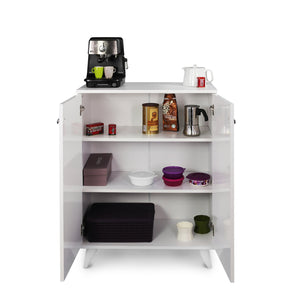 English Elm Valeria Wood Base Shoe Cabinet White – Slim 3-Tier Organizer with Durable Wood Finish, Entryway Storage B029119659